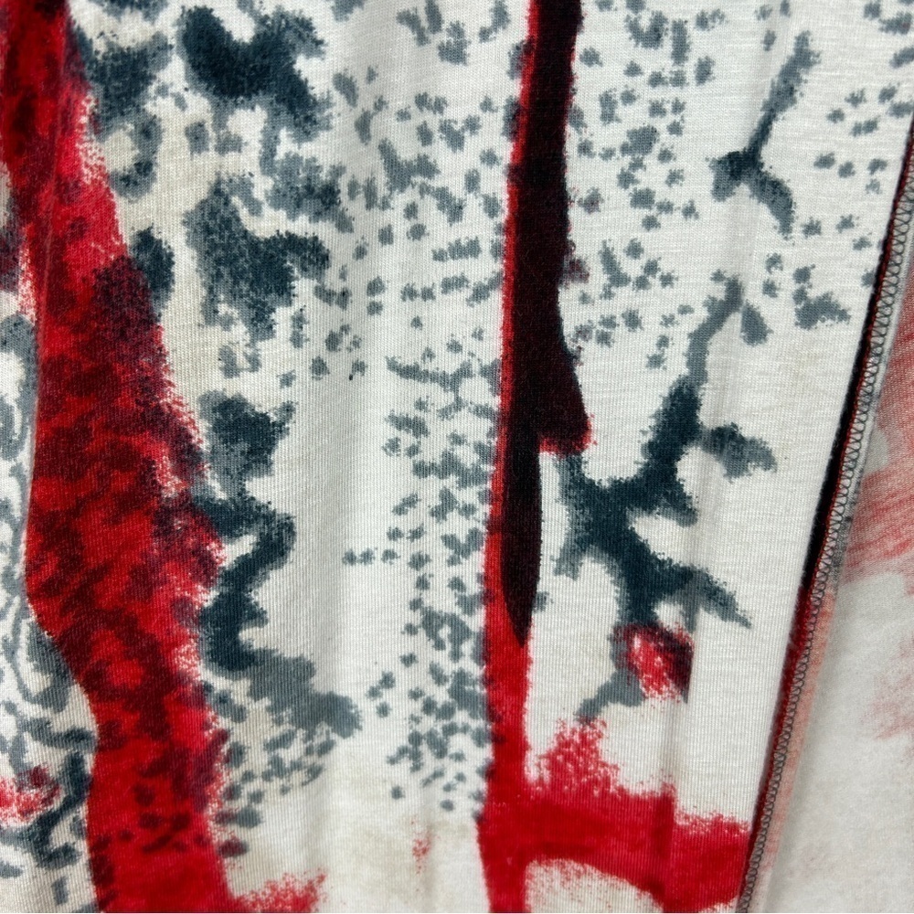 Parsley & Sage Boho Art to Wear Open Front Vest Medium White Red - Picture 6 of 13